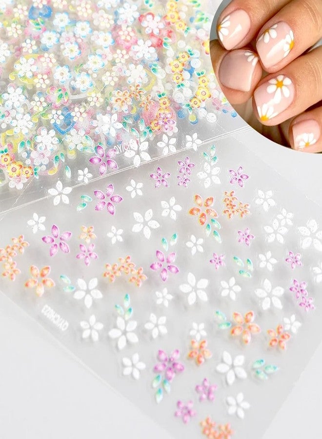 BSBTBZ 30Sheets Flower Nail Art Sticker 3D Self-Adhesive Nail Art Supplies Colorful Flowers Rose Daisy Cherry Blossoms Nail Decals Pink Floral Nail Design Cute Heart Nail Sticker for Acrylic Nails Decoration - Image 3
